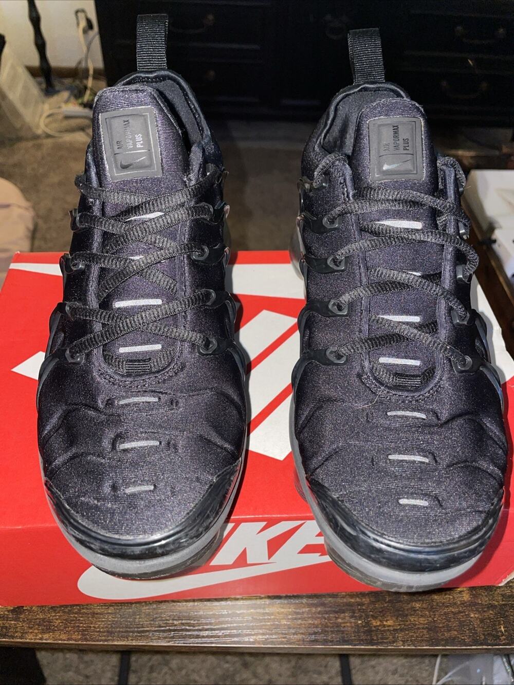 Nike Air VaporMax Plus Black Unisex Kids Athletic Sneakers US 6 DH1063-001